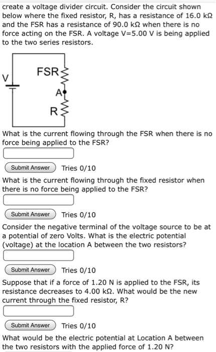 Solved create a voltage divider circuit Consider the Circuit Diagram