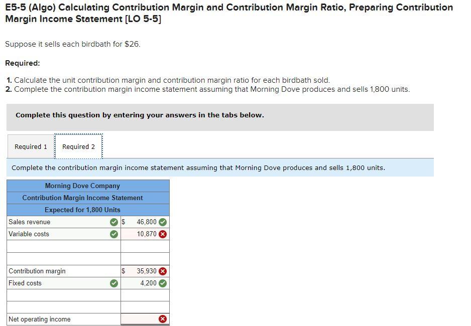 E5-5 (Algo) Calculating Contribution Margin And | Chegg.com