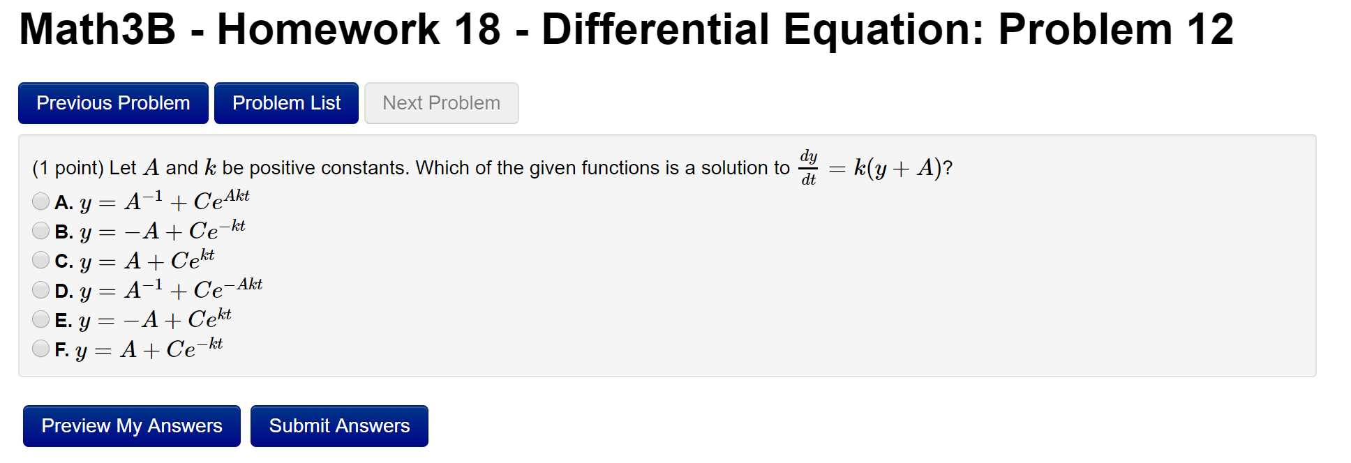 Solved Math3B - Homework 18 - Differential Equation: Problem | Chegg.com