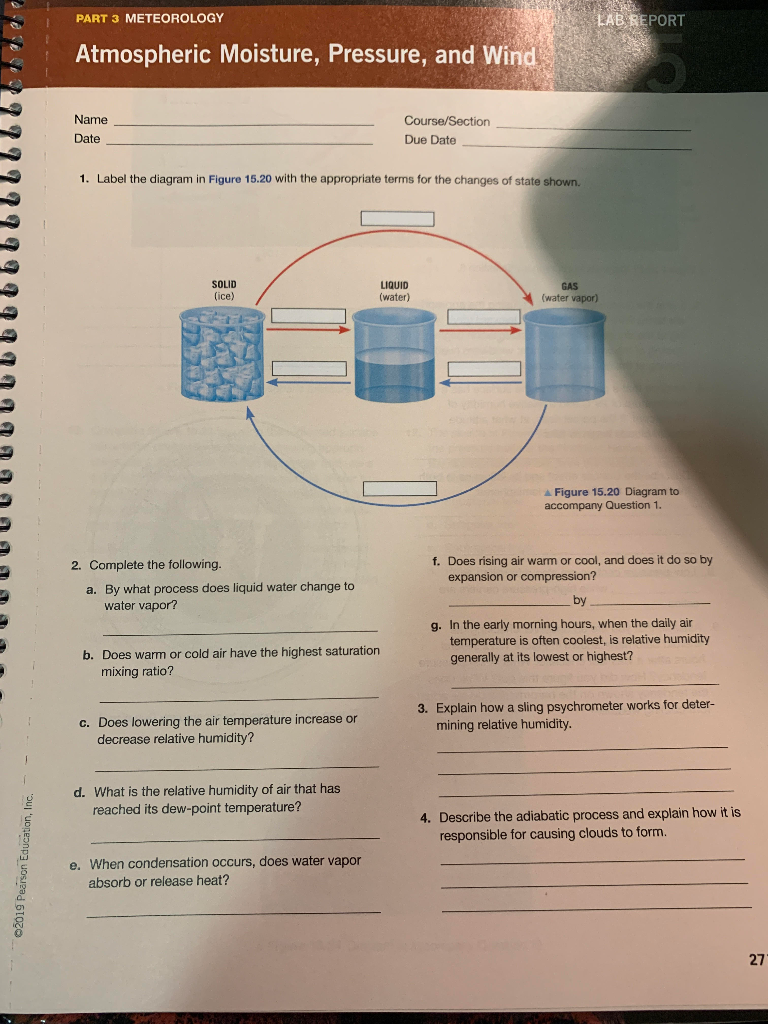 Solved LAB REPORT PART 3 METEOROLOGY Atmospheric Moisture,