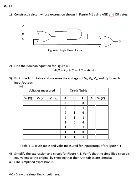 Solved EXPERIMENT \# 4: Combinational Logic Circuits | Chegg.com