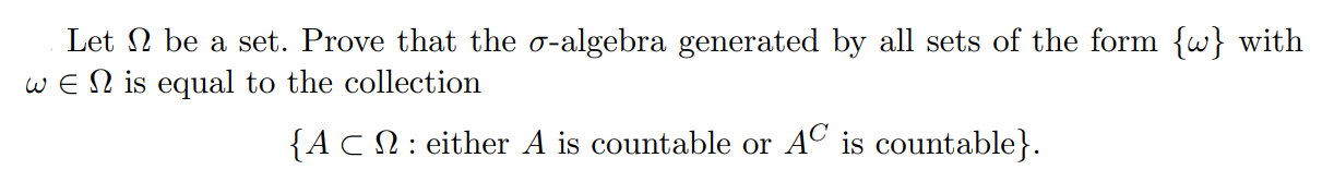 Solved Let Ω be a set. Prove that the σ-algebra generated by | Chegg.com