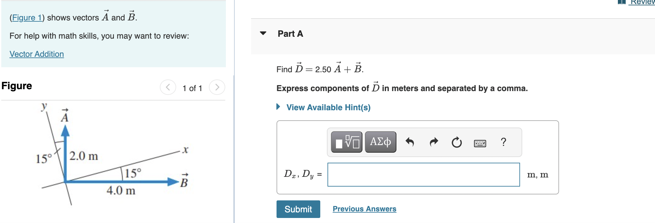 Solved (Figure 1) Shows Vectors A And B. For Help With Math | Chegg.com