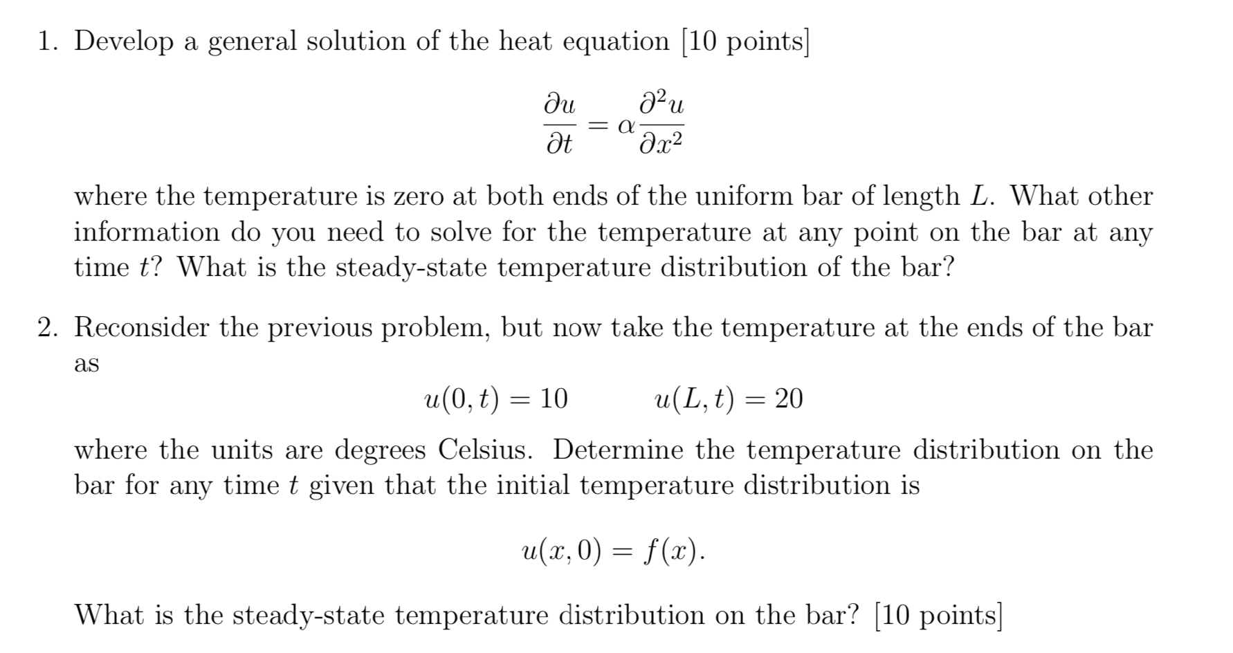 Solved 1. Develop a general solution of the heat equation | Chegg.com