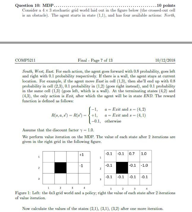 Question 10: MDP........ .............10 points | Chegg.com
