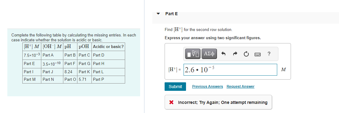 Solved Find H for the second row solution. Complete the Chegg