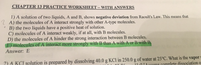 Solved CHAPTER 13 PRACTICE WORKSHEET-WITH ANSWERS 1) A | Chegg.com