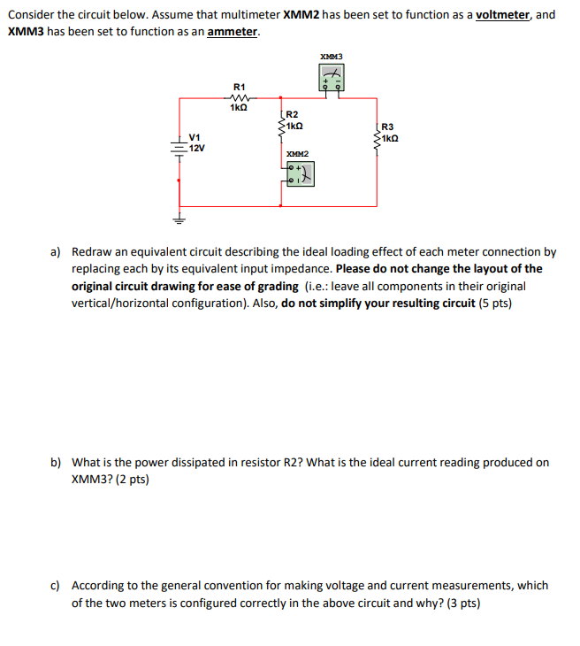 Solved Consider the circuit below. Assume that multimeter | Chegg.com