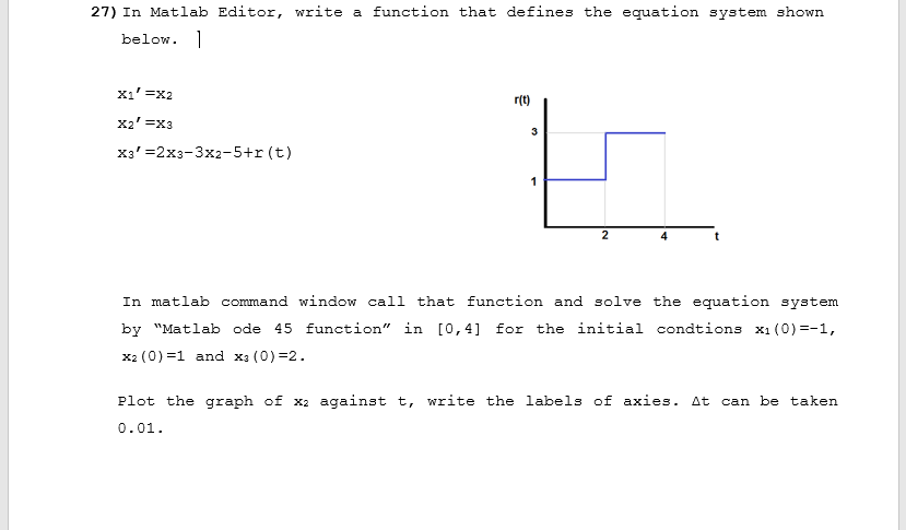 Solved 27) In Matlab Editor, write a function that defines | Chegg.com