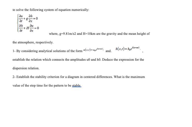 0 To Solve The Following System Of Equation Nume Chegg Com