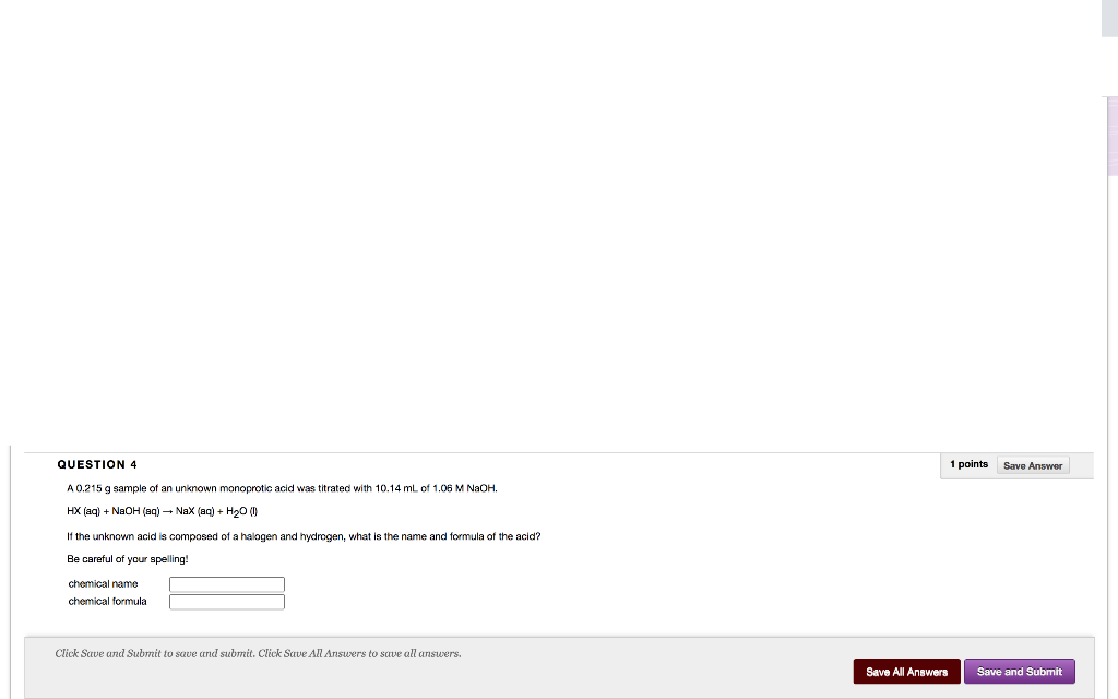 Solved QUESTION 4 1 points Save Answer A 0.215 g sample of | Chegg.com