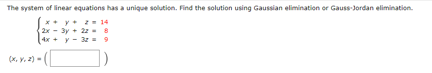 Solved The system of linear equations has a unique solution. | Chegg.com