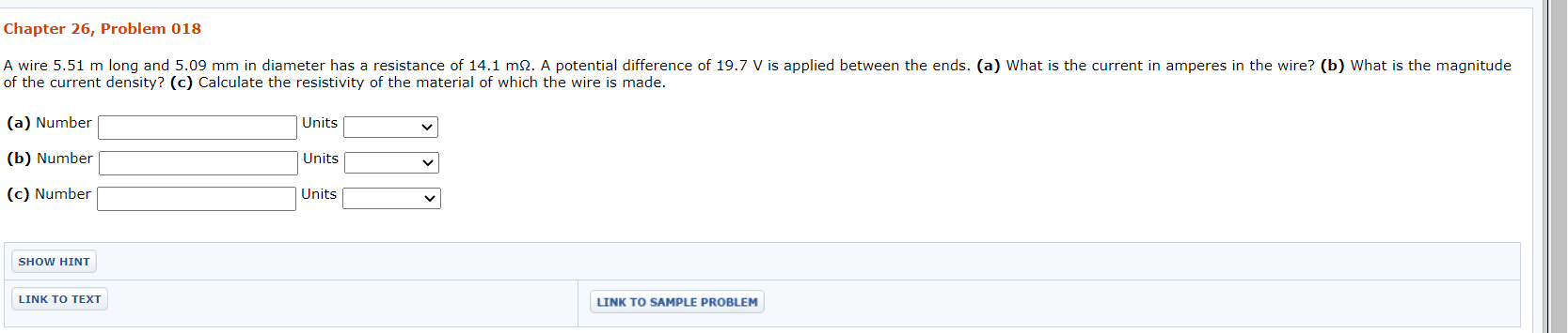 Solved Chapter 26, Problem 018 A wire 5.51 m long and 5.09 | Chegg.com