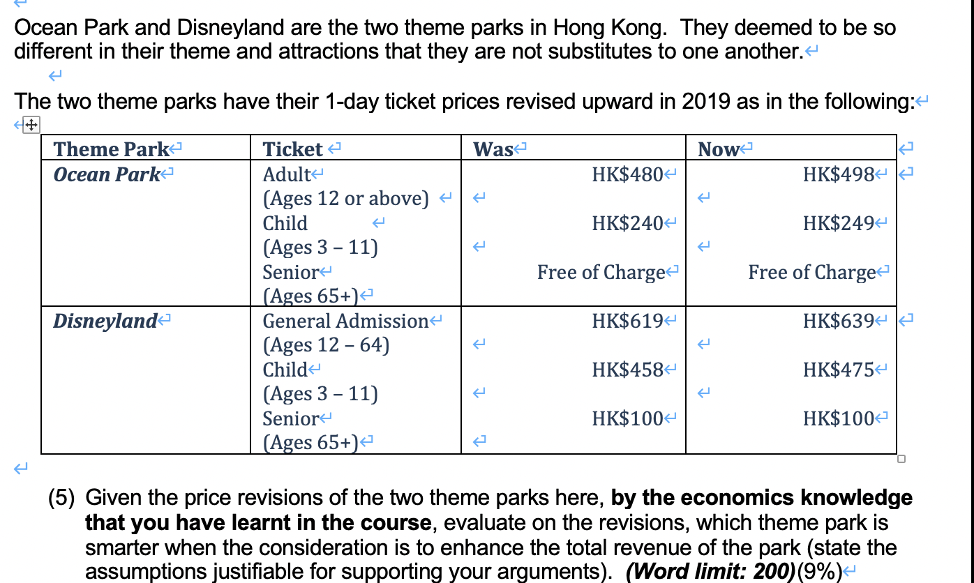 Ocean Park And Disneyland Are The Two Theme Parks In Chegg Com