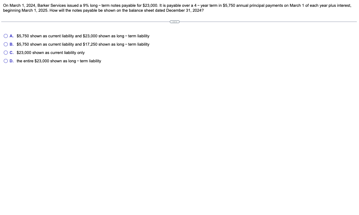 Solved March 1 2024 Barker Services Issued A 9 Long Chegg Com   PhpOOrILr