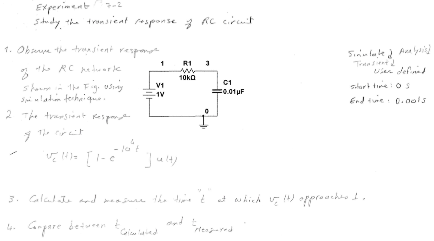 Solved 7-2 Experiment study the transient response of RC | Chegg.com