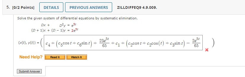 Solved Solve the given system of differential equations by | Chegg.com