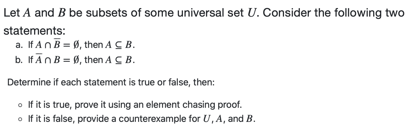 Solved Let A And B Be Subsets Of Some Universal Set U. | Chegg.com