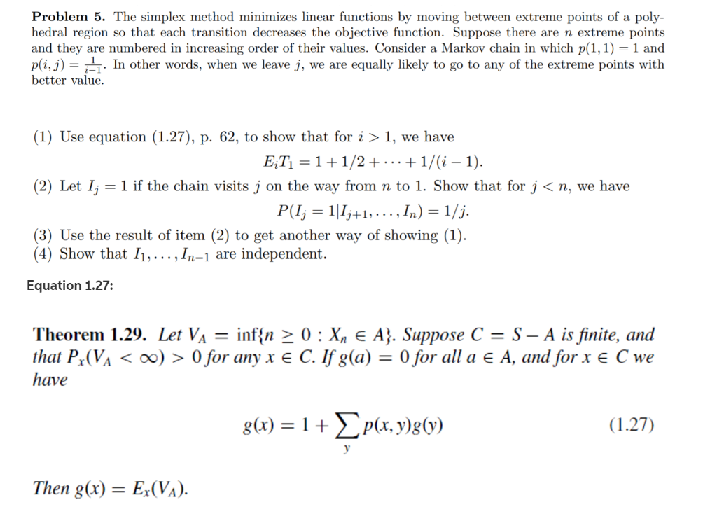 Problem 5 The Simplex Method Minimizes Linear Fun Chegg Com