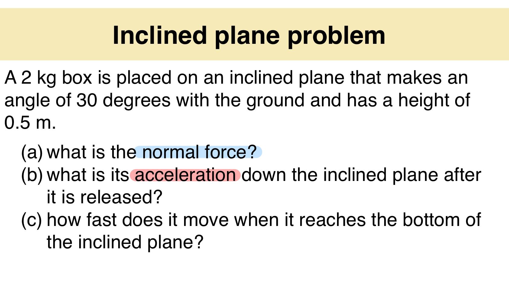 Solved Part 2 Inclined Plane Design Problemnow That You Or Cheggcom