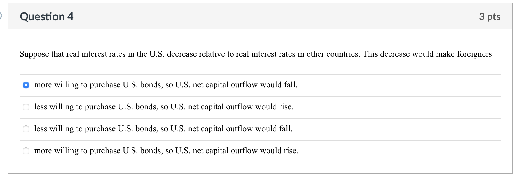Solved Question 4 3 pts Suppose that real interest rates in | Chegg.com
