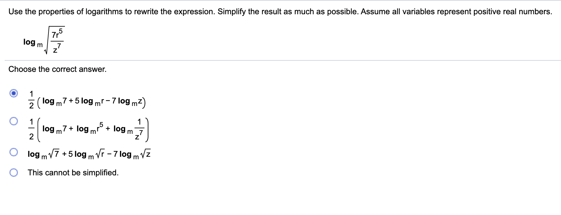 Solved Use The Properties Of Logarithms To Rewrite The | Chegg.com