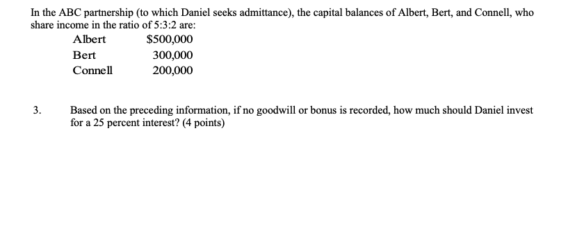 Solved In the ABC partnership (to which Daniel seeks | Chegg.com