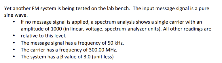 Solved Yet another FM system is being tested on the lab | Chegg.com