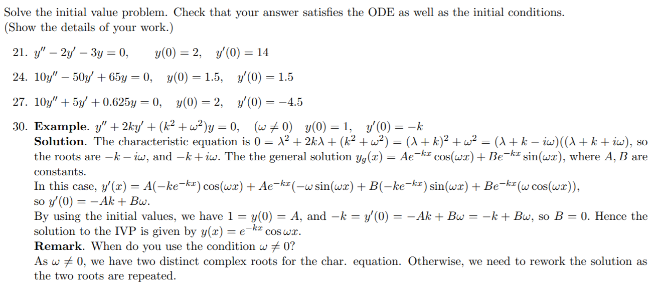 Solved Solve the initial value problem. Check that your | Chegg.com