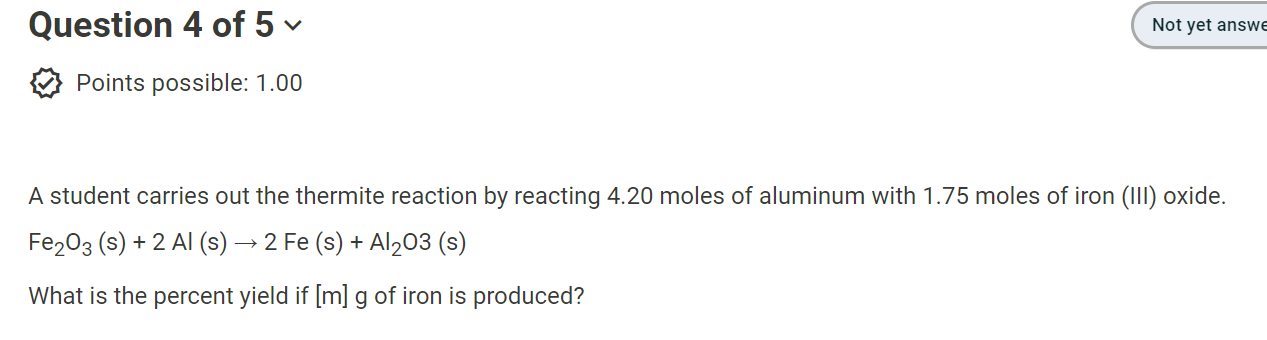 Solved A student carries out the thermite reaction by | Chegg.com