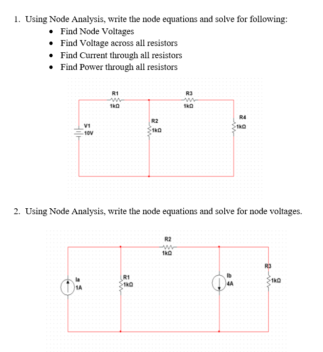 Solved 1. Using Node Analysis, write the node equations and | Chegg.com