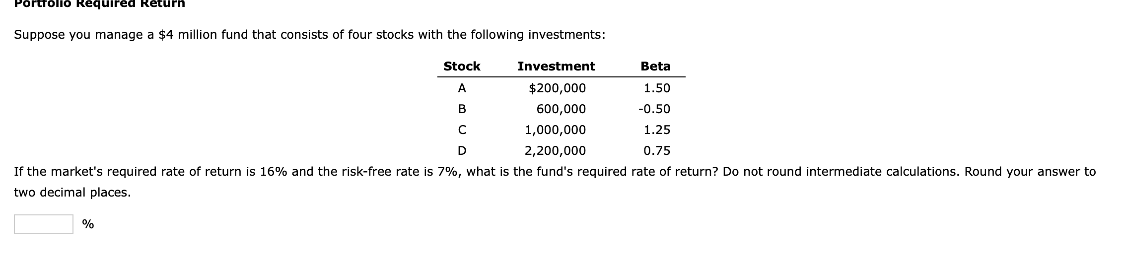 Solved Suppose you manage a $4 million fund that consists of | Chegg.com