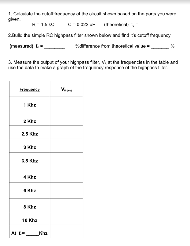 Solved Scope ch 1 1 1. Calculate the cutoff frequency of | Chegg.com
