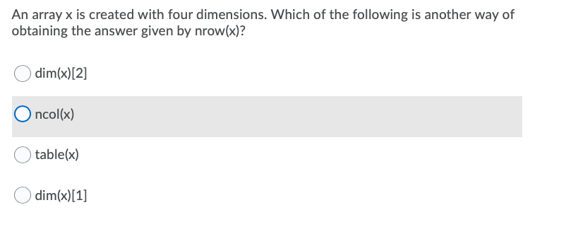 Solved An array x is created with four dimensions. Which of | Chegg.com