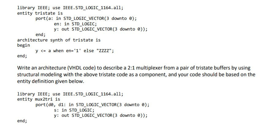library IEEE; use IEEE. STD_LOGIC_1164. all; entity | Chegg.com