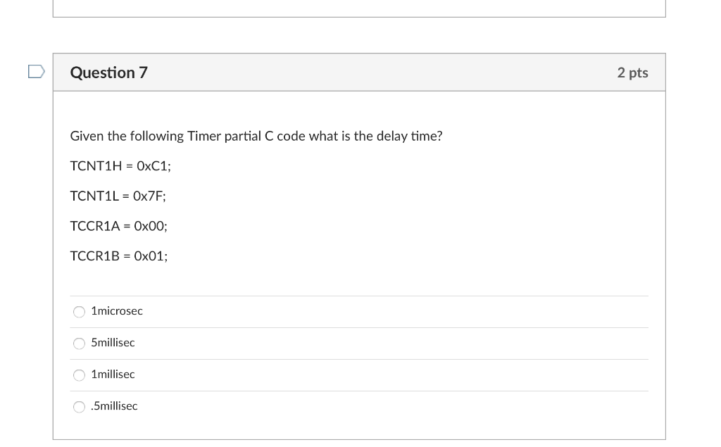 Solved Question 7 2 pts Given the following Timer partial C | Chegg.com