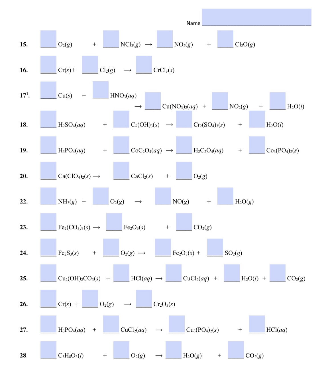 Each Of The Following Equations. 1. | Chegg.com