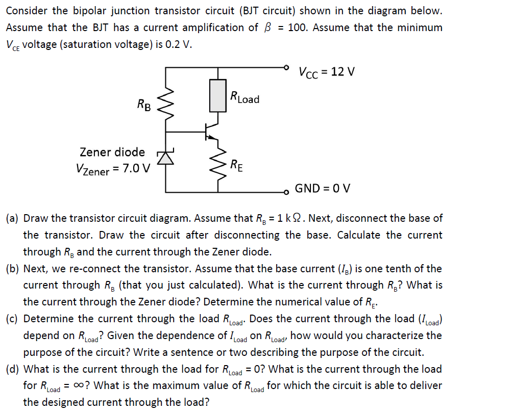 Solved Consider the bipolar junction transistor circuit (BJT Circuit Diagram