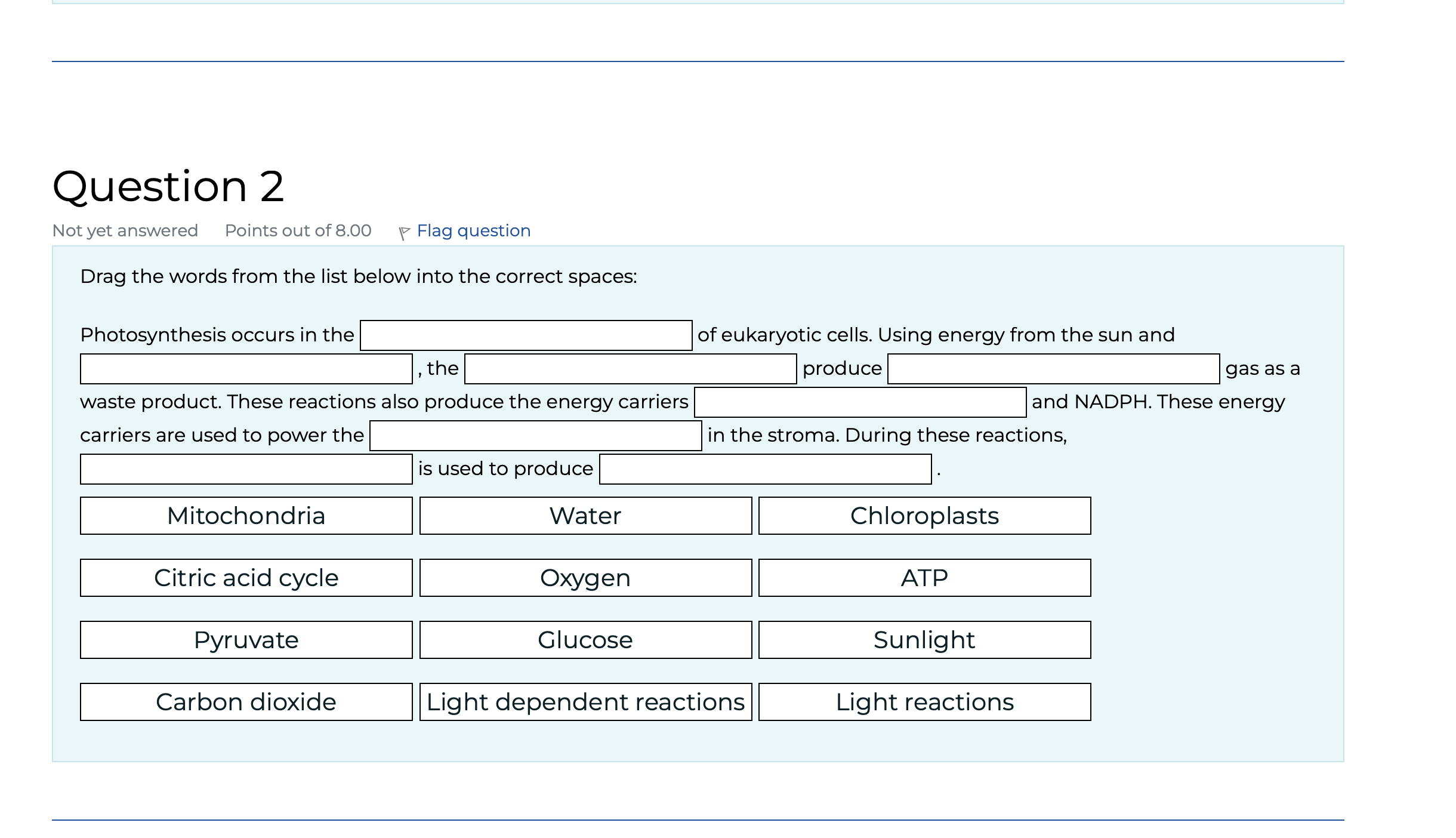 Solved Drag the words from the list below into the correct | Chegg.com