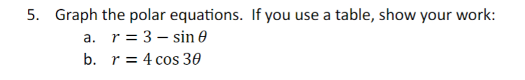 Solved 5. Graph the polar equations. If you use a table, | Chegg.com
