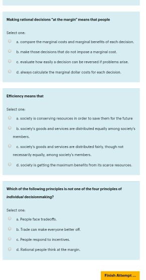 Solved Making rational decisions "at the margin" means that | Chegg.com