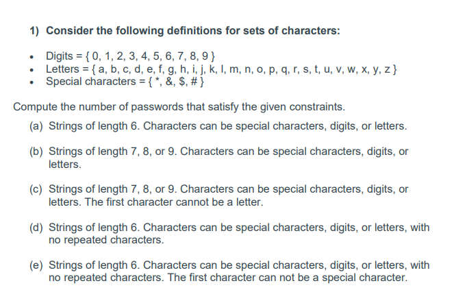 Solved 1 Consider The Following Definitions For Sets Of Chegg Com