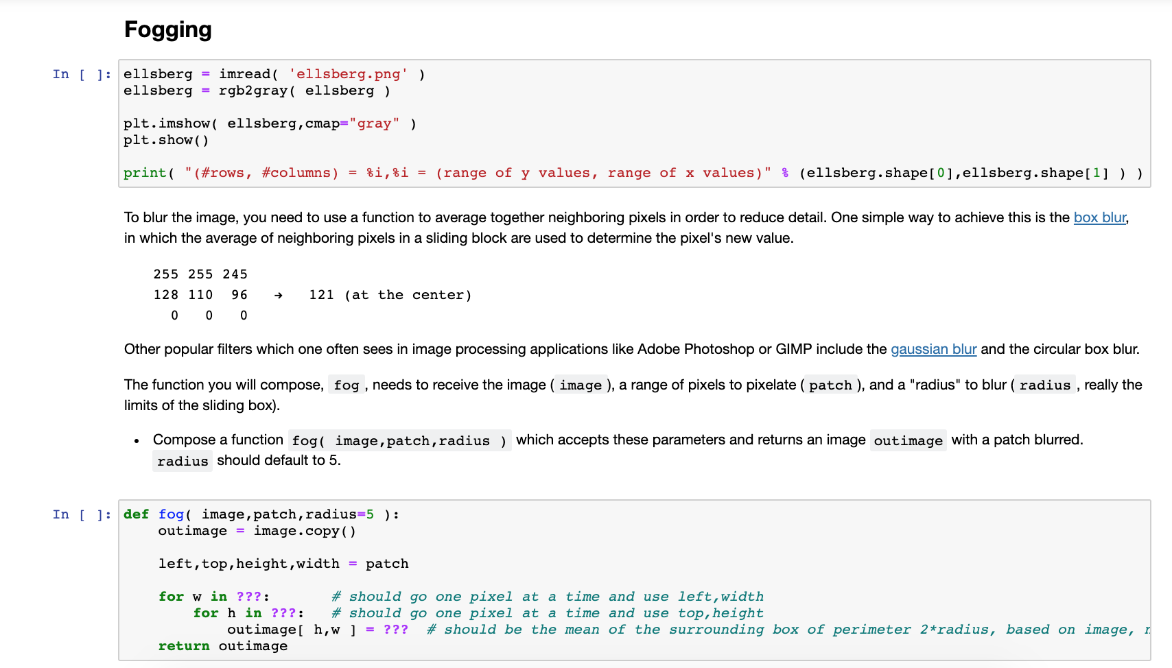 Solved Fogging In [ ]: ellsberg = imread( 'ellsberg.png' ) | Chegg.com