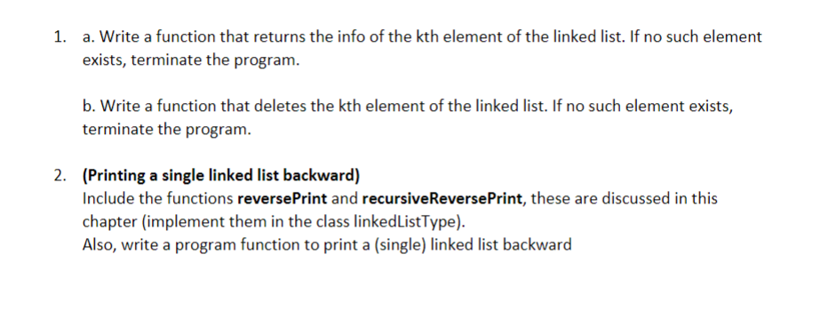 Solved 1. a. Write a function that returns the info of the | Chegg.com