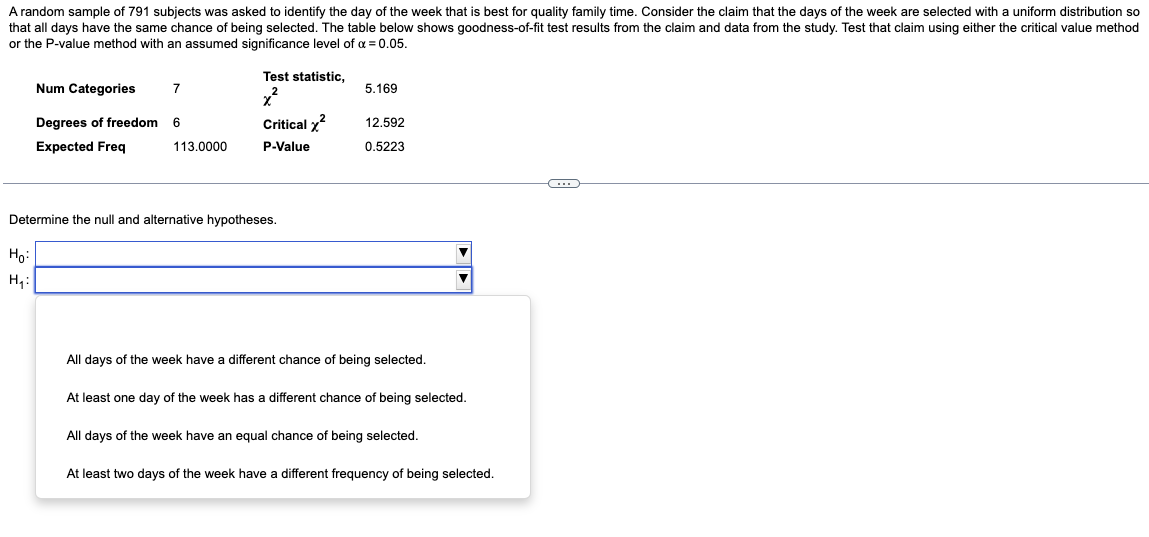 Solved A random sample of 791 subjects was asked to identify | Chegg.com