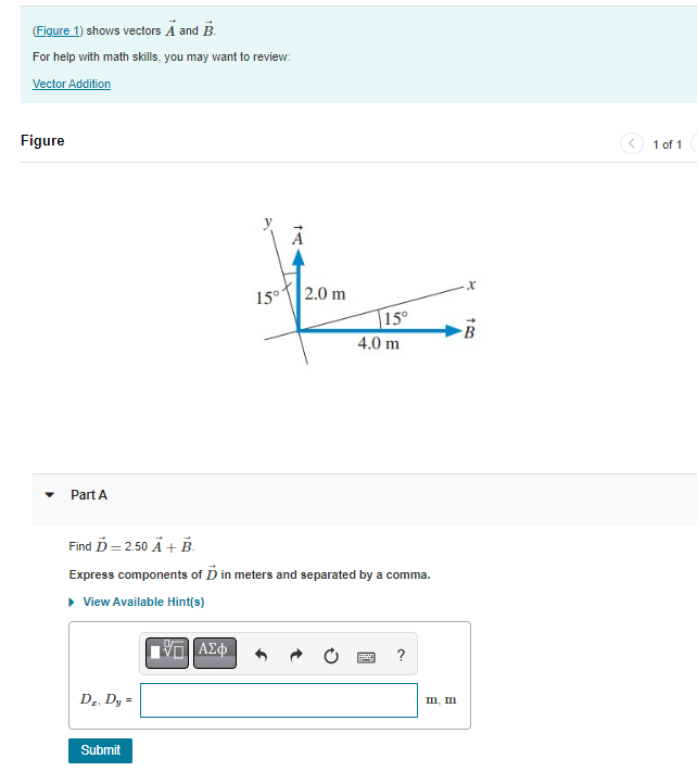 Solved (Figure 1) Shows Vectors A And B. For Help With Math | Chegg.com