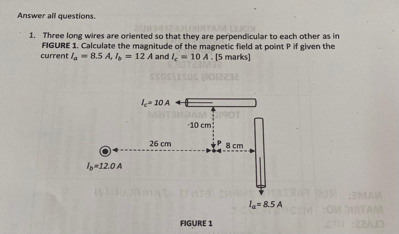 Solved Answer All Questions. AO 1. Three Long Wires Are | Chegg.com