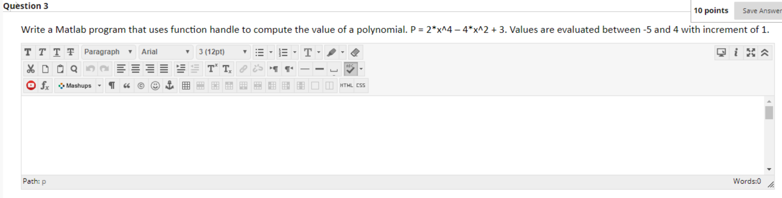 Solved Question 3 10 points Save Answer Write a Matlab | Chegg.com