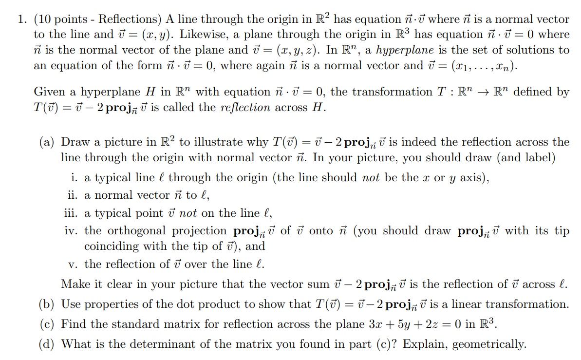 Solved 1 10 Points Reflections A Line Through The Or Chegg Com