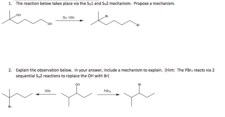 Solved 1. The Reaction Below Takes Place Via The SN1 And SN2 | Chegg.com